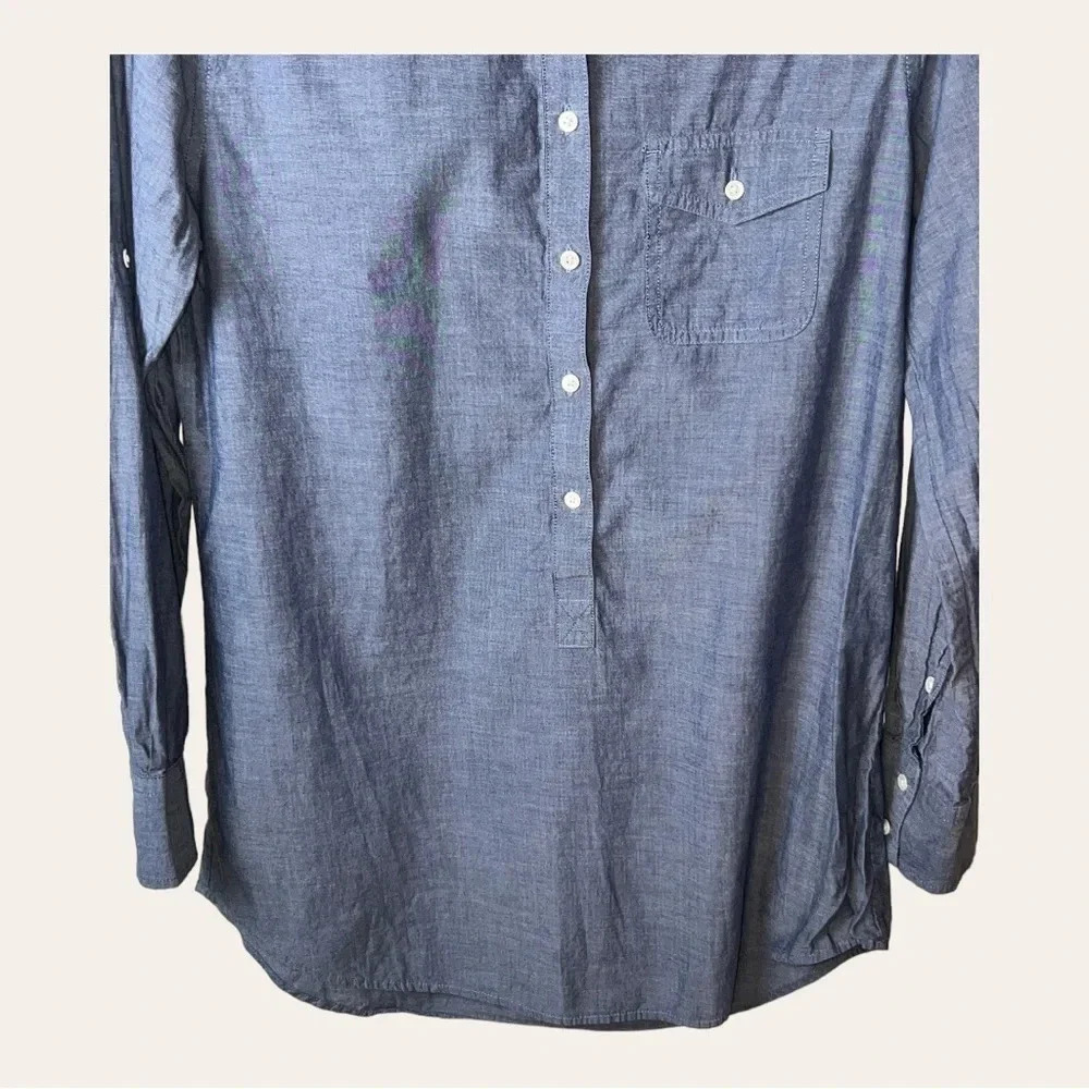 J. Crew Chambray Half Button Up Tunic Size Small - image 5